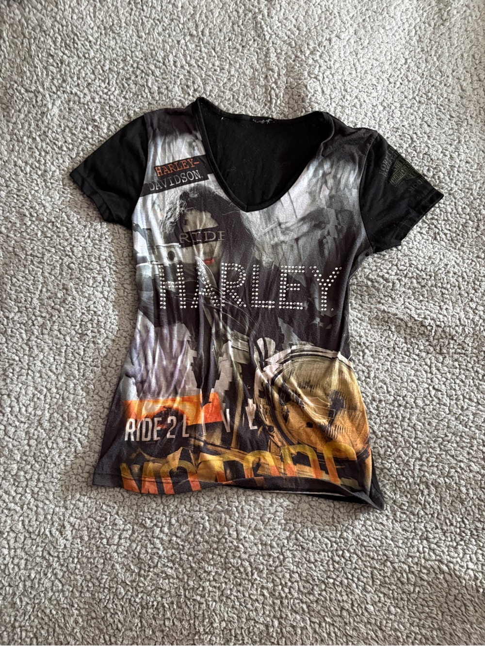 Vintage y2k Harley Davidson fitted 2000s t shirt